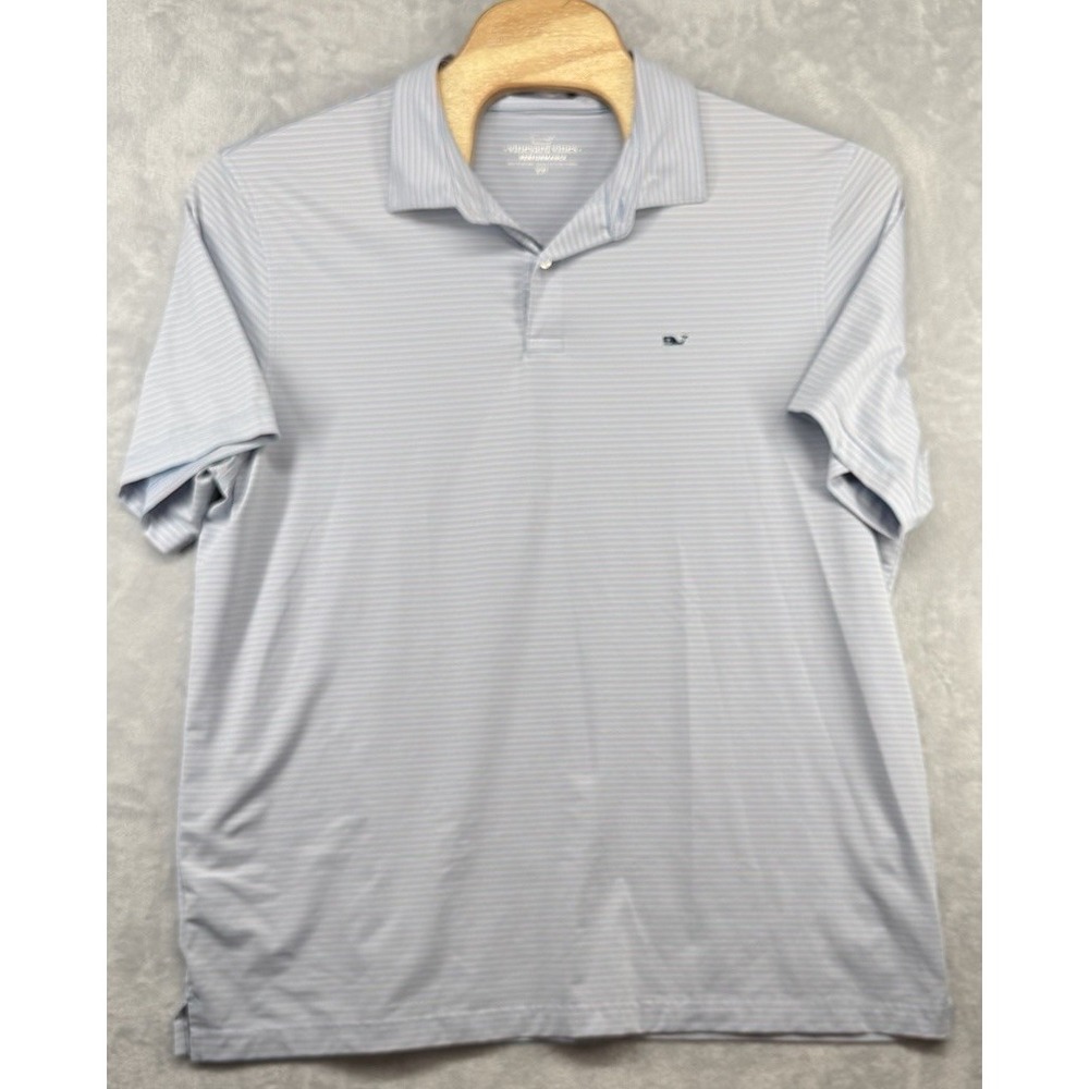 Vineyard Performance Polo Shirt Blue Pink Striped Golf Men's Size 2XL
